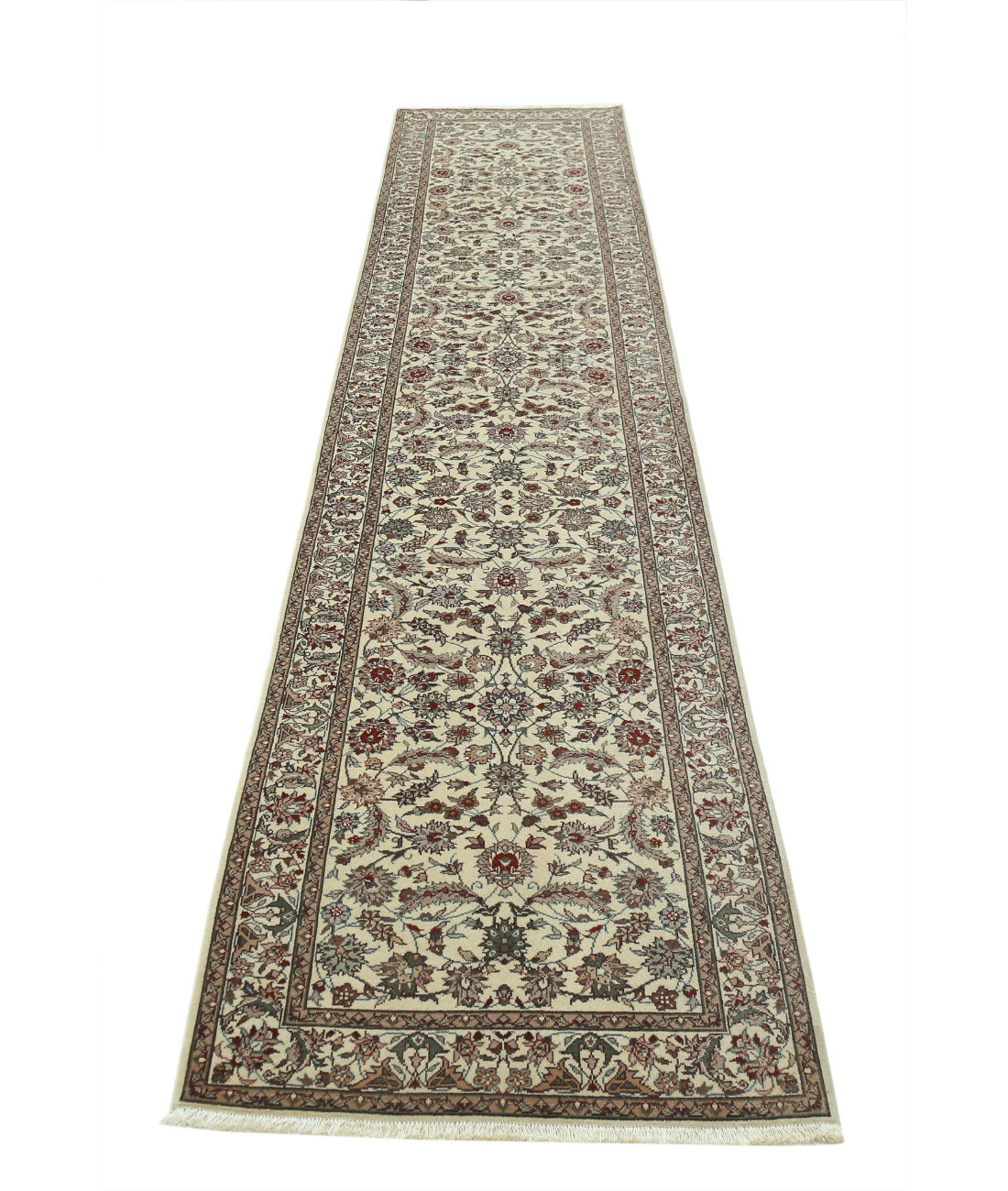 Hand Knotted Heritage Persian Style Wool Rug - 2'6'' x 11'11'' 2'6'' x 11'11'' (75 X 358) / Ivory / Taupe