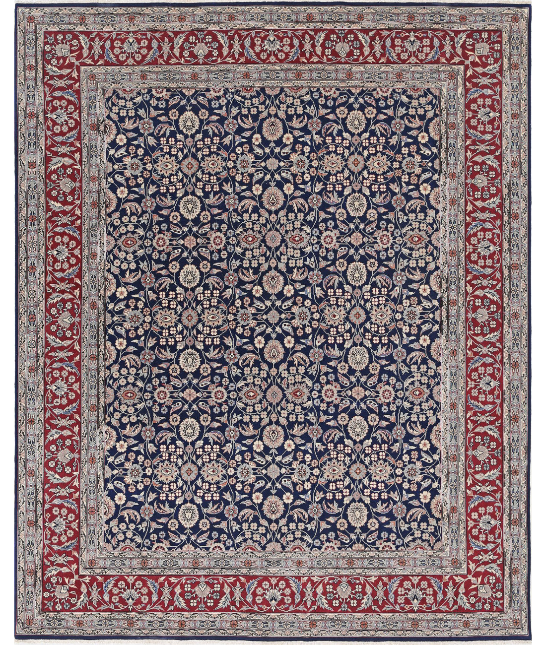 Hand Knotted Heritage Persian Style Tabriz Wool Rug - 8&#39;0&#39;&#39; x 9&#39;10&#39;&#39; 8&#39;0&#39;&#39; x 9&#39;10&#39;&#39; (240 X 295) / Blue / Red