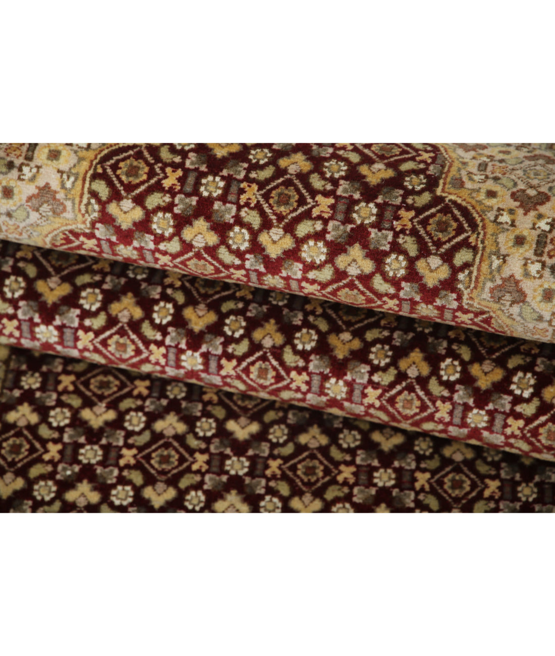 Alfombra de lana y seda persa Tabriz Mahi, anudada a mano - 0,79 x 6,17 m