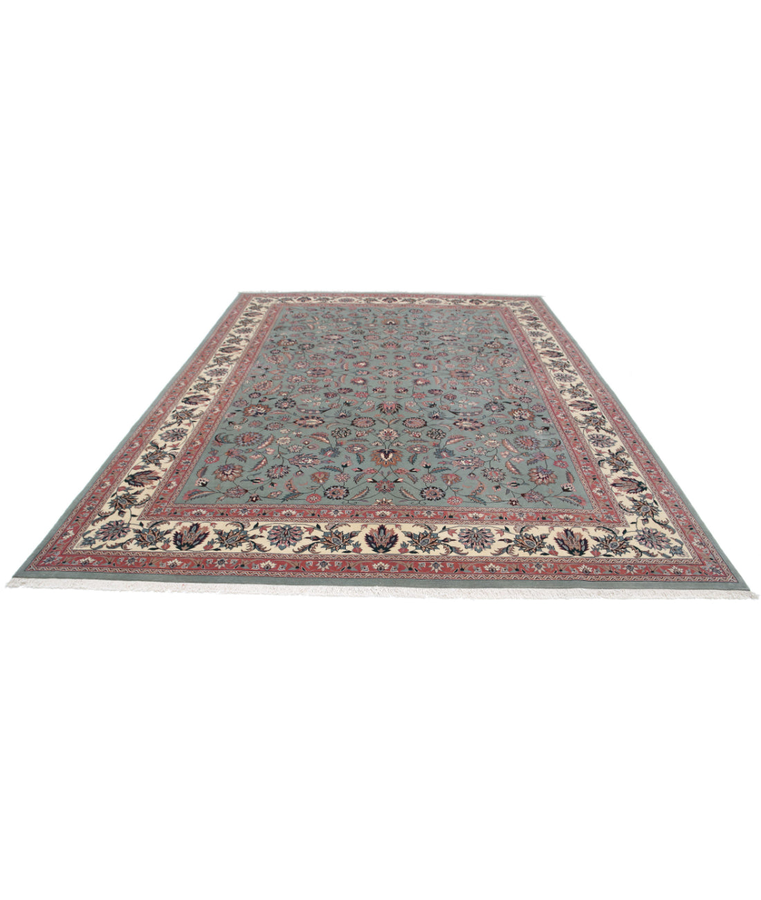 Hand Knotted Heritage Persian Style Wool Rug - 9'2'' x 12'0'' 9'2'' x 12'0'' (275 X 360) / Green / Ivory