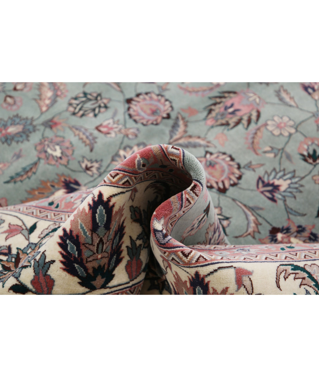 Hand Knotted Heritage Persian Style Wool Rug - 9'2'' x 12'0'' 9'2'' x 12'0'' (275 X 360) / Green / Ivory