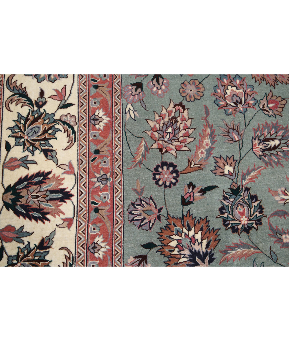 Hand Knotted Heritage Persian Style Wool Rug - 9'2'' x 12'0'' 9'2'' x 12'0'' (275 X 360) / Green / Ivory