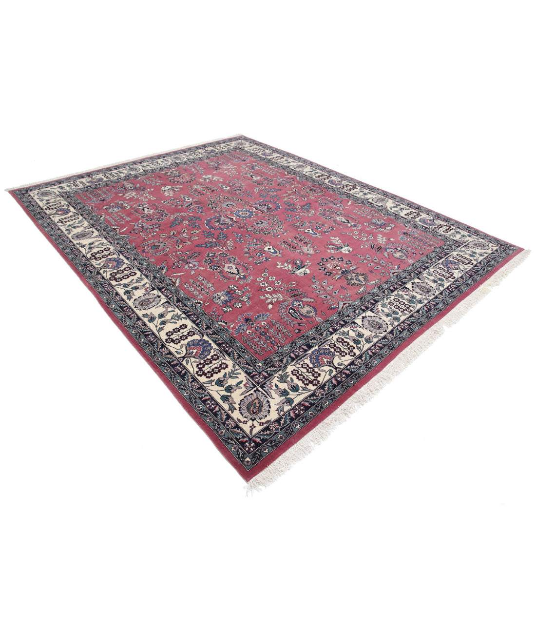 Hand Knotted Heritage Persian Style Wool Rug - 8'2'' x 10'2'' 8'2'' x 10'2'' (245 X 305) / Pink / Ivory