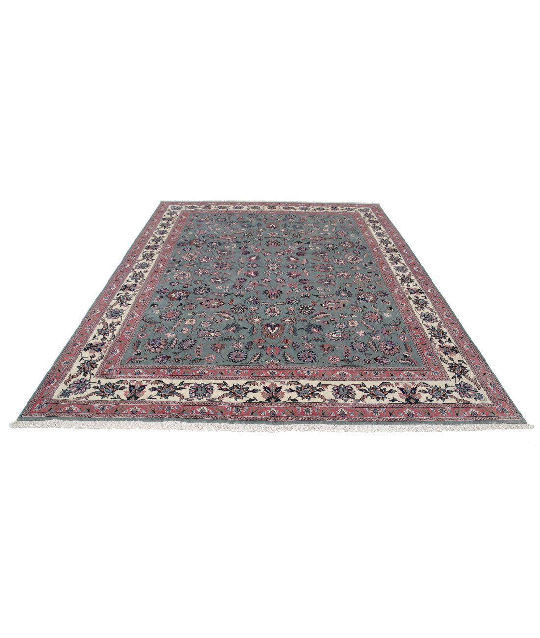 Hand Knotted Heritage Persian Style Wool Rug - 8'0'' x 10'0'' 8'0'' x 10'0'' (240 X 300) / Green / Ivory