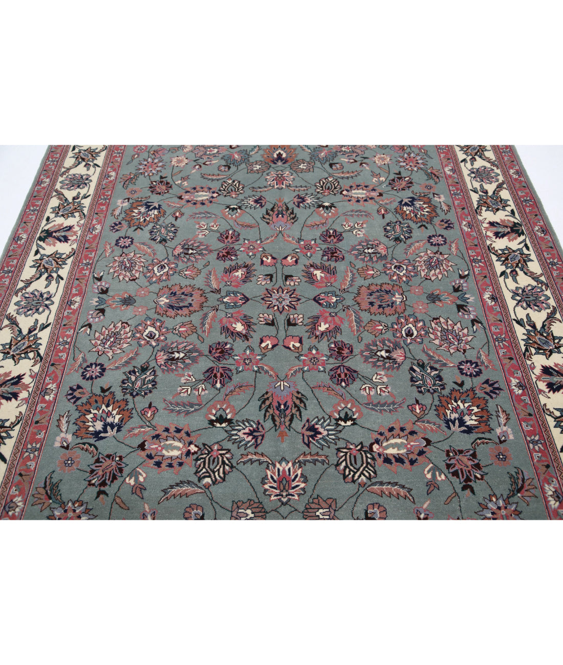 Hand Knotted Heritage Persian Style Wool Rug - 6'2'' x 8'11'' 6'2'' x 8'11'' (185 X 268) / Green / Ivory