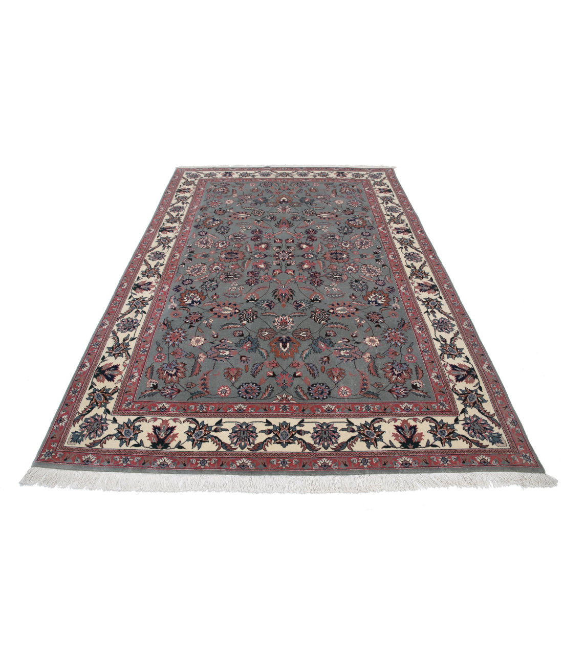 Hand Knotted Heritage Persian Style Wool Rug - 6'1'' x 8'11'' 6'1'' x 8'11'' (183 X 268) / Green / Ivory