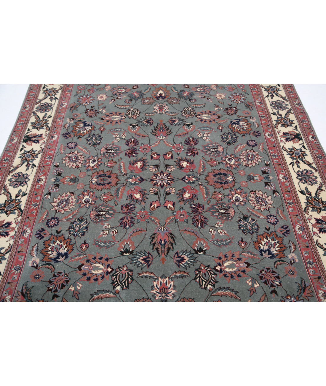 Hand Knotted Heritage Persian Style Wool Rug - 6'1'' x 8'11'' 6'1'' x 8'11'' (183 X 268) / Green / Ivory
