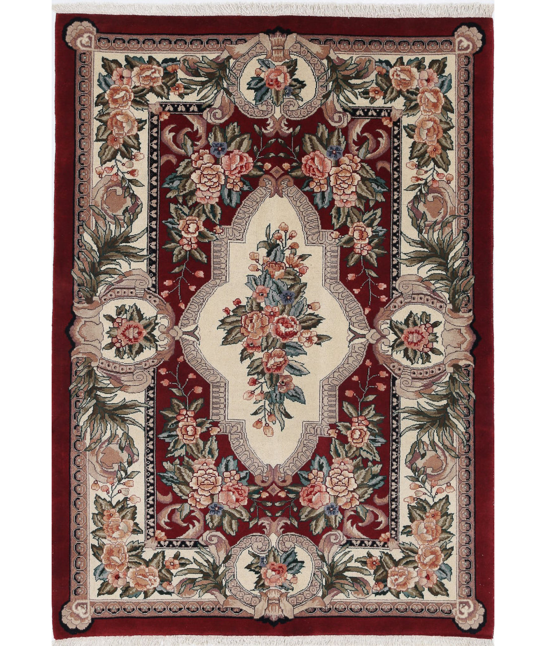 Hand Knotted Heritage Oriental  Aubusson Wool Rug - 3'10'' x 5'8''