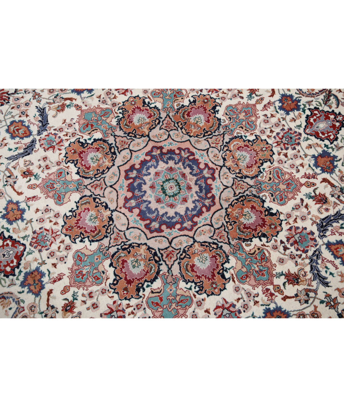 Hand Knotted Heritage Fine Persian Style Wool Rug - 8'0'' x 8'0'' 8'0'' x 8'0'' (240 X 240) / Ivory / Rust