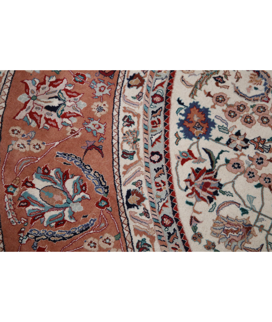 Hand Knotted Heritage Fine Persian Style Wool Rug - 8'0'' x 8'0'' 8'0'' x 8'0'' (240 X 240) / Ivory / Rust