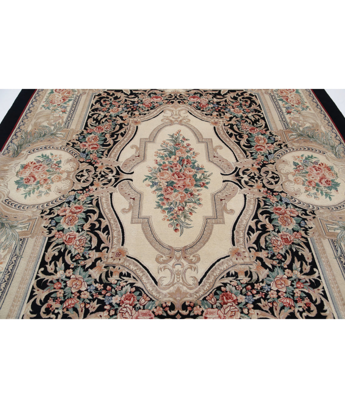 Hand Knotted Heritage Fine Persian Style Wool Rug - 8'0'' x 9'10'' 8'0'' x 9'10'' (240 X 295) / Black / Ivory