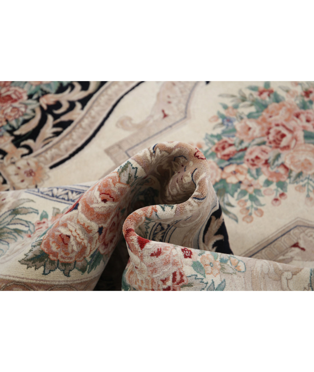 Hand Knotted Heritage Fine Persian Style Wool Rug - 8'0'' x 9'10'' 8'0'' x 9'10'' (240 X 295) / Black / Ivory