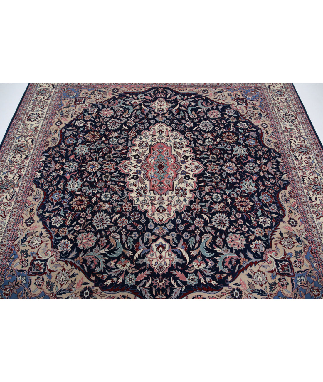 Hand Knotted Heritage Fine Persian Style Wool Rug - 7'0'' x 7'2'' 7'0'' x 7'2'' (210 X 215) / Blue / Ivory