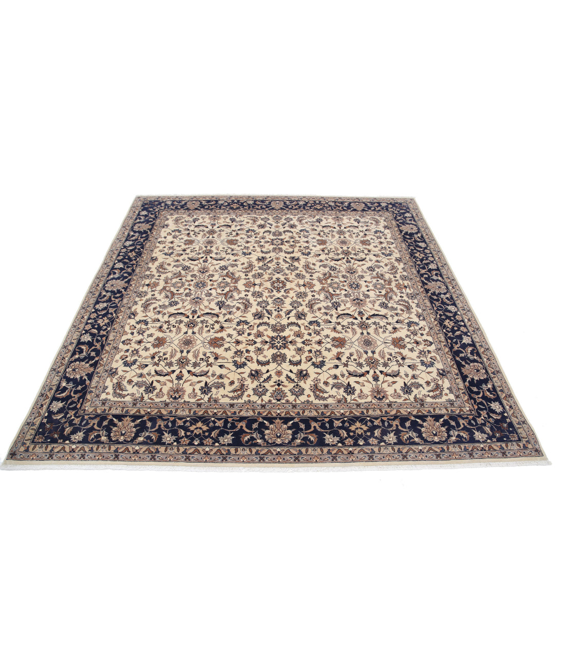 Hand Knotted Heritage Fine Persian Style Wool Rug - 6'8'' x 6'8'' 6'8'' x 6'8'' (200 X 200) / Ivory / Blue