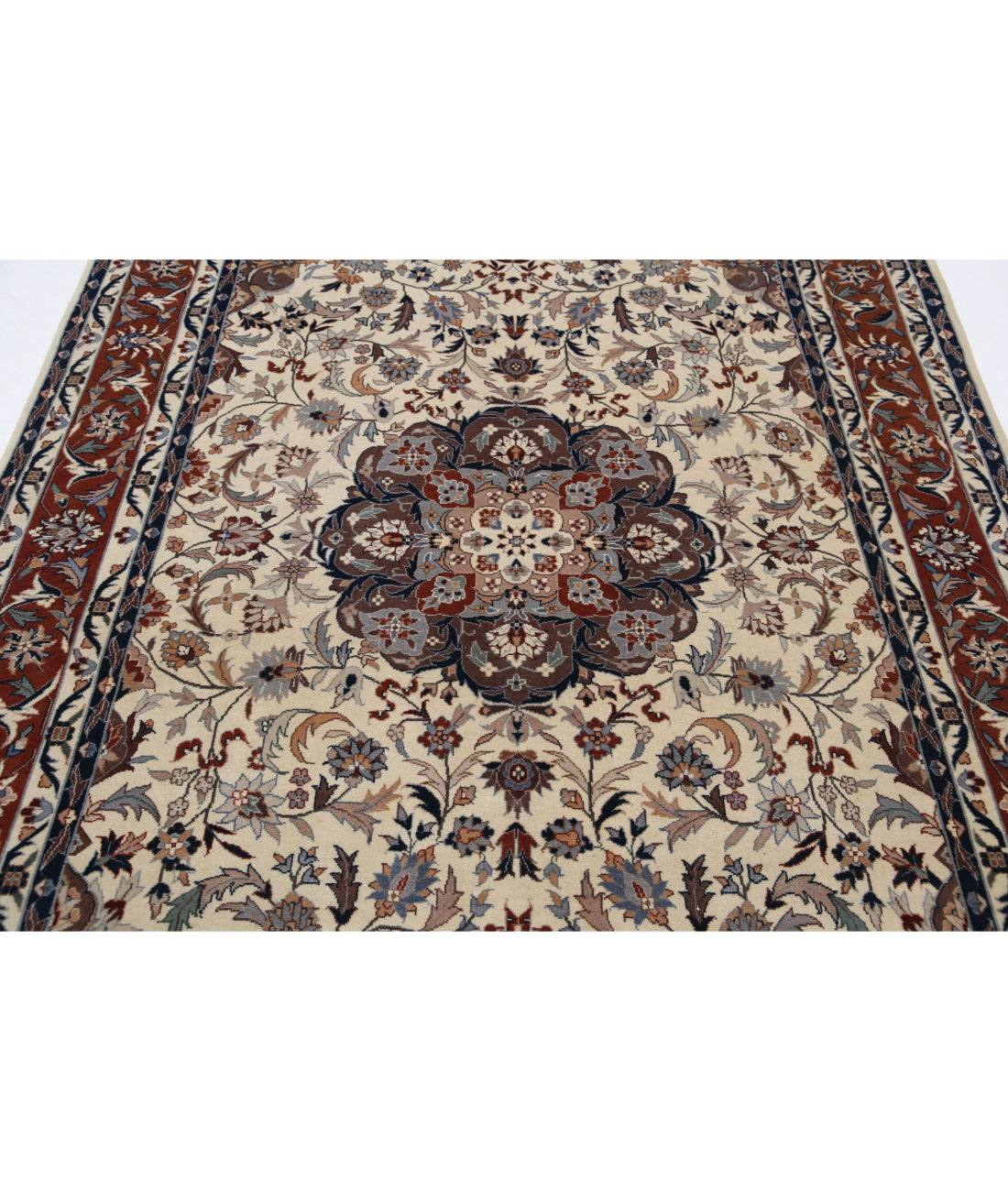Hand Knotted Heritage Fine Persian Style Wool Rug - 6'0'' x 8'11'' 6'0'' x 8'11'' (180 X 268) / Ivory / Brown