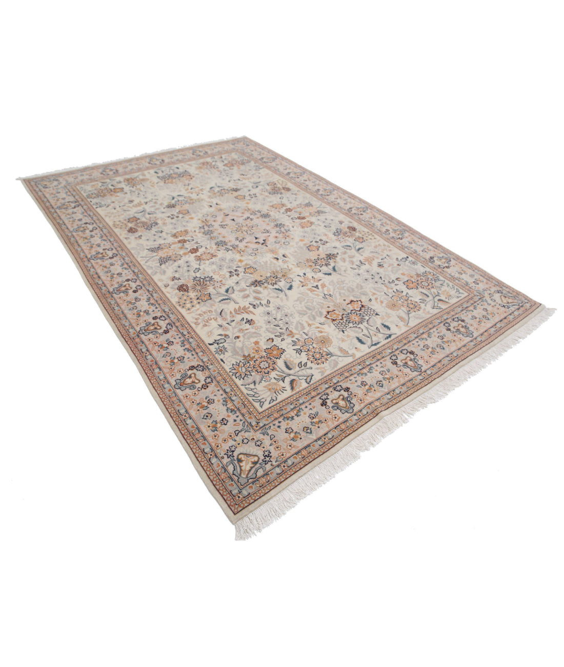 Hand Knotted Heritage Fine Persian Style Wool Rug - 6'0'' x 9'0'' 6'0'' x 9'0'' (180 X 270) / Ivory / Taupe