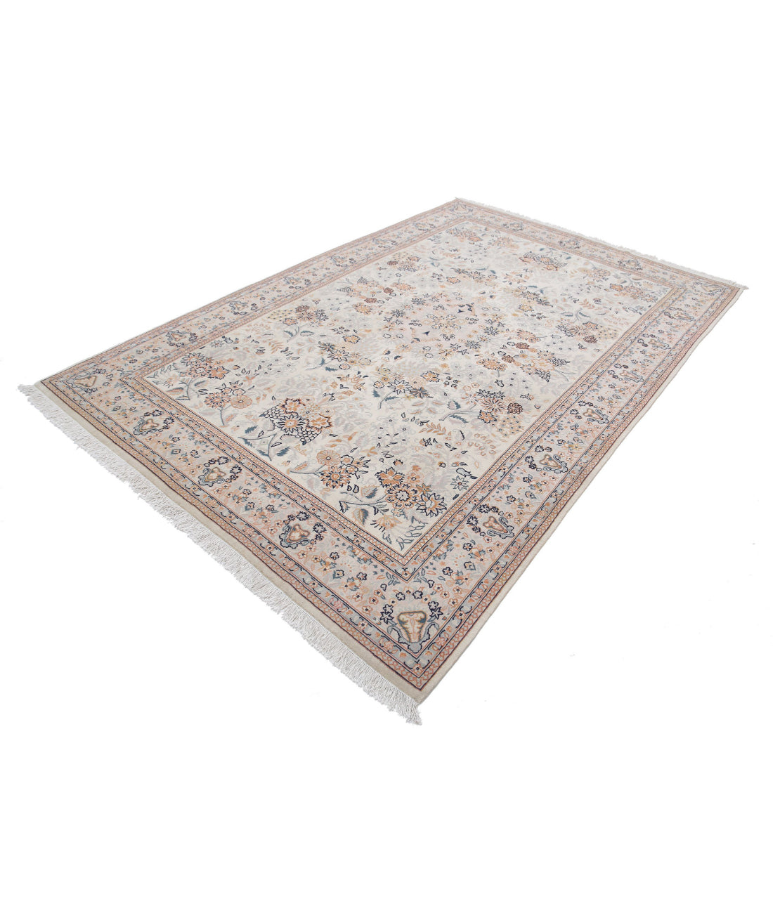 Hand Knotted Heritage Fine Persian Style Wool Rug - 6'0'' x 9'0'' 6'0'' x 9'0'' (180 X 270) / Ivory / Taupe