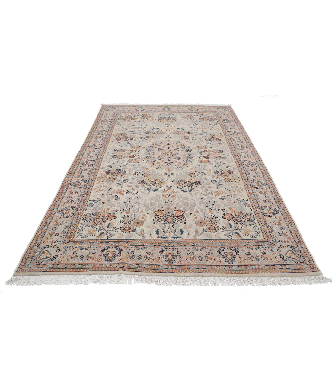 Hand Knotted Heritage Fine Persian Style Wool Rug - 6'0'' x 9'0'' 6'0'' x 9'0'' (180 X 270) / Ivory / Taupe