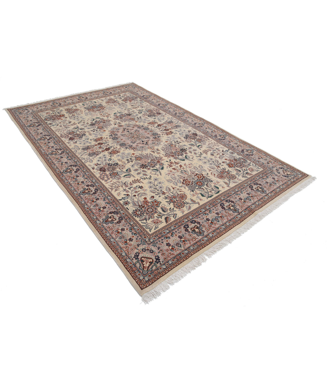Hand Knotted Heritage Fine Persian Style Wool Rug - 6'1'' x 9'2'' 6'1'' x 9'2'' (183 X 275) / Ivory / Grey