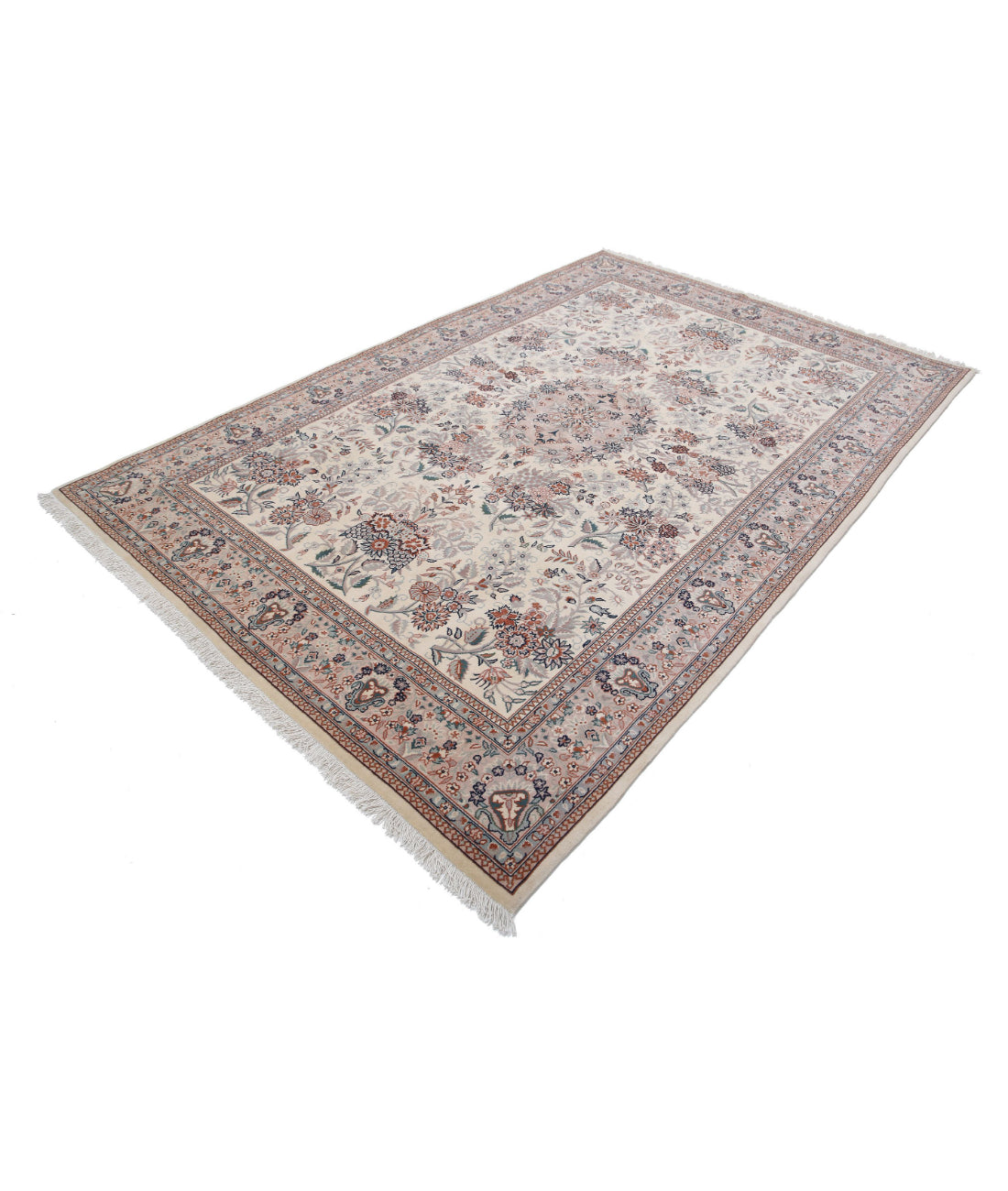 Hand Knotted Heritage Fine Persian Style Wool Rug - 6'1'' x 9'2'' 6'1'' x 9'2'' (183 X 275) / Ivory / Grey