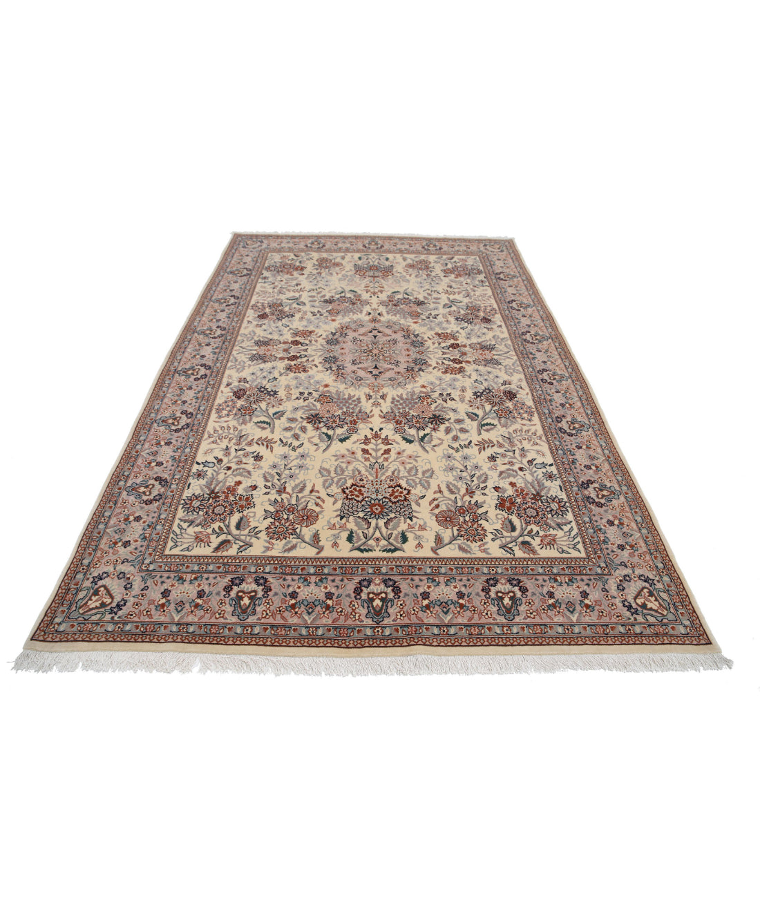 Hand Knotted Heritage Fine Persian Style Wool Rug - 6'1'' x 9'2'' 6'1'' x 9'2'' (183 X 275) / Ivory / Grey