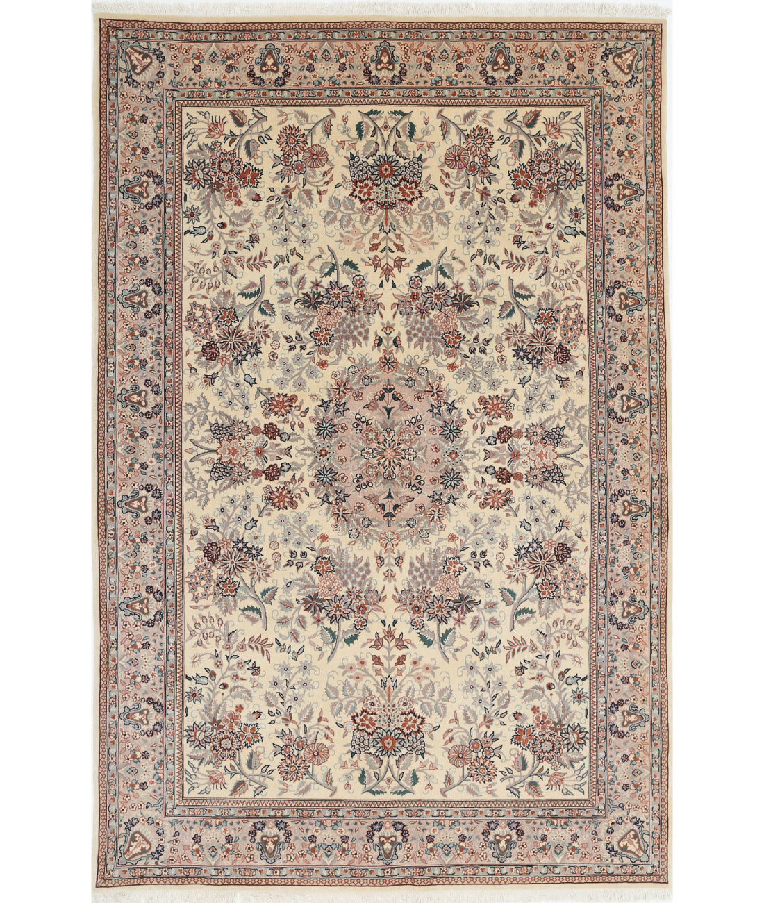 Hand Knotted Heritage Fine Persian Style Wool Rug - 6'1'' x 9'2'' 6'1'' x 9'2'' (183 X 275) / Ivory / Grey