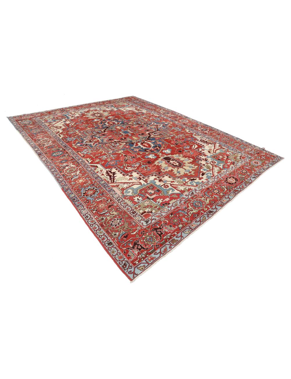 Hand Knotted Antique Persian Heriz Wool Rug - 9'10'' x 12'2'' Arteverk Arteverk Rugs