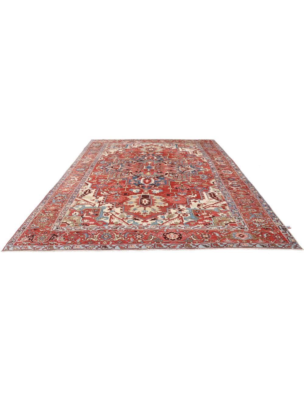 Hand Knotted Antique Persian Heriz Wool Rug - 9'10'' x 12'2'' Arteverk Arteverk Rugs