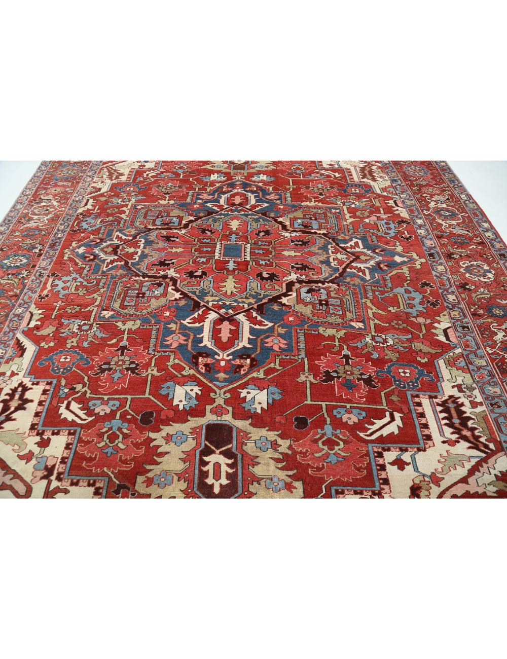 Hand Knotted Antique Persian Heriz Wool Rug - 9'10'' x 12'2'' Arteverk Arteverk Rugs