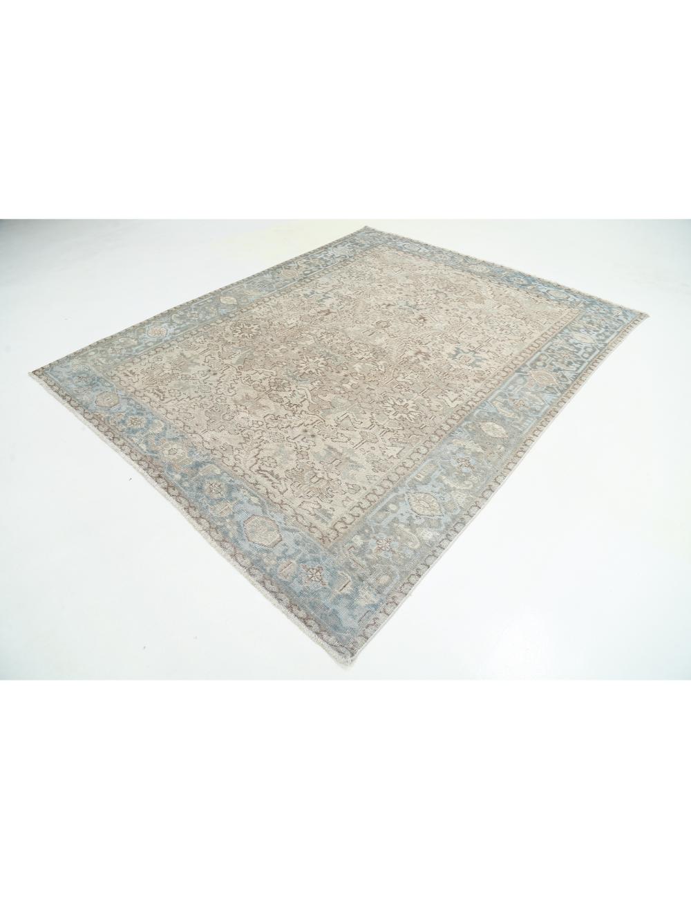 Hand Knotted Persian Heriz Wool Rug - 7'0'' x 8'11'' Arteverk Arteverk Rugs