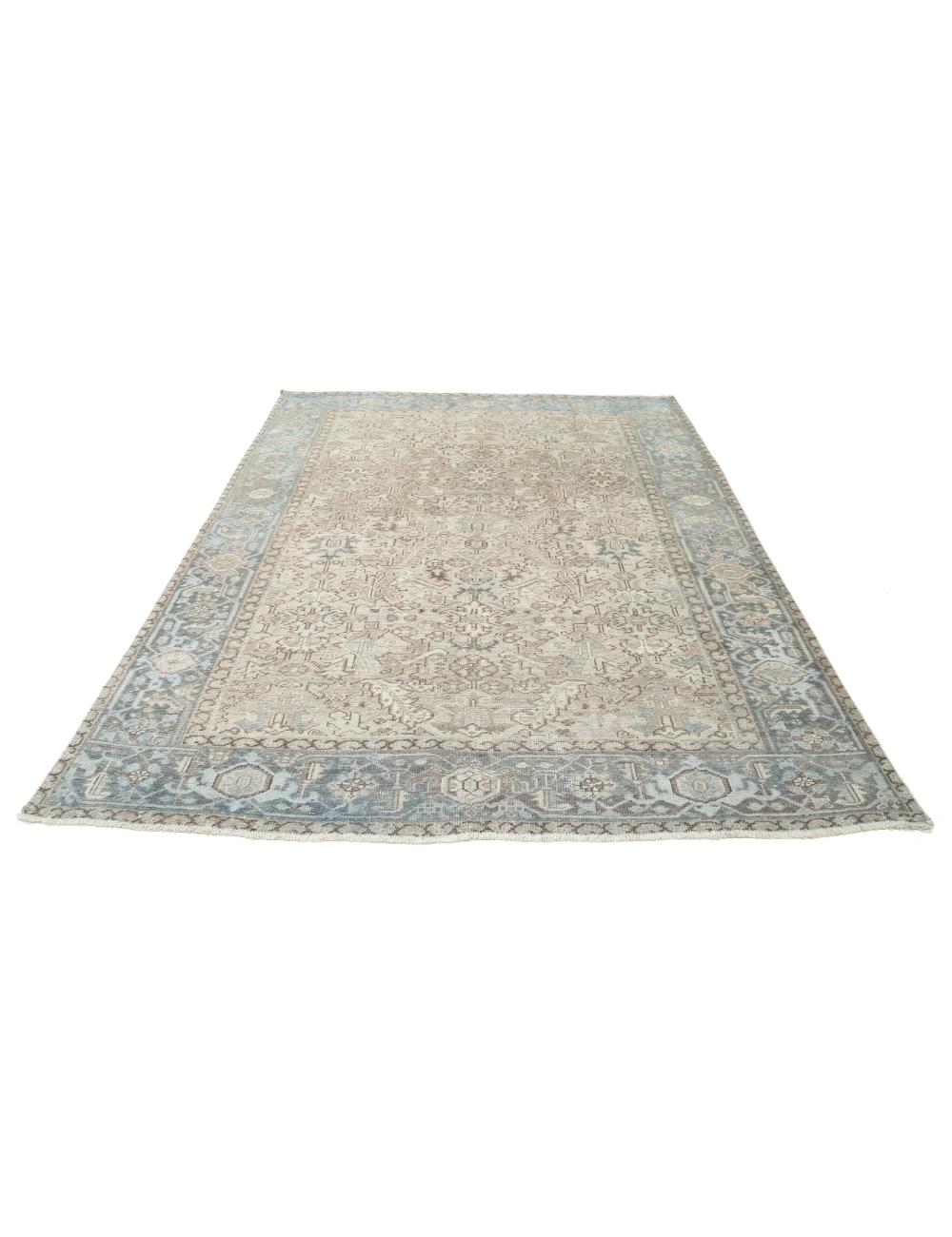 Hand Knotted Persian Heriz Wool Rug - 7'0'' x 8'11'' Arteverk Arteverk Rugs