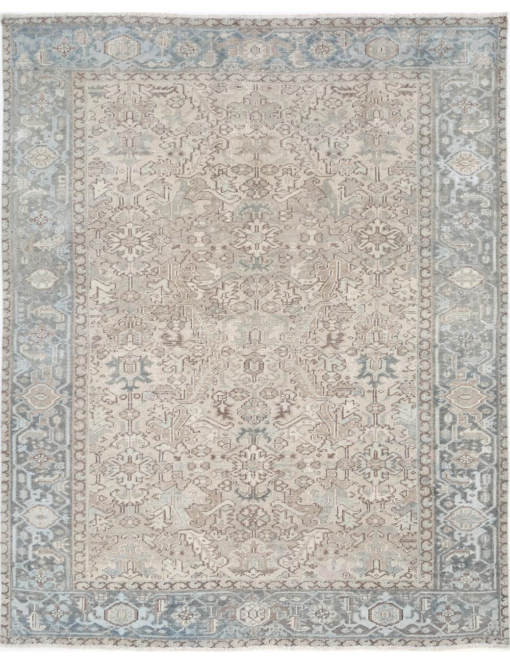 Hand Knotted Vintage Wool Rug - 7'0'' x 8'11''