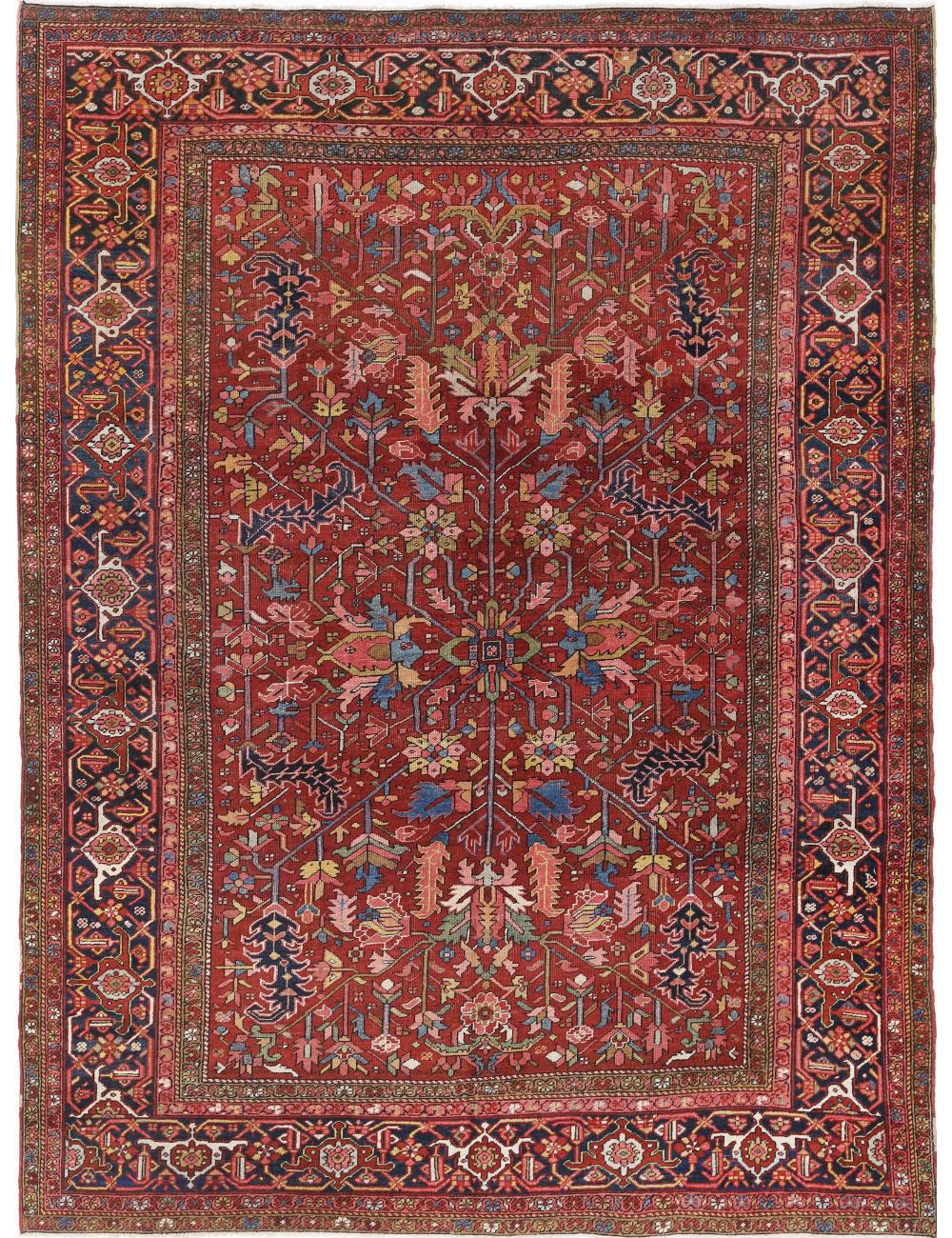 Hand Knotted Antique Persian Heriz Wool Rug - 8&#39;4&#39;&#39; x 11&#39;1&#39;&#39; Arteverk Arteverk Rugs