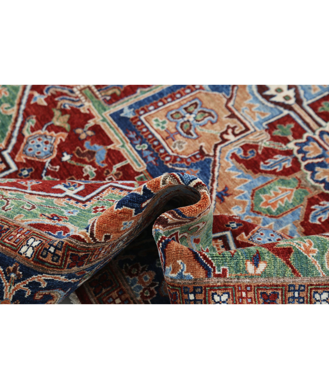 Hand Knotted Heriz Wool Rug - 6'9'' x 9'8'' 6'9'' x 9'8'' (203 X 290) / Red / Blue