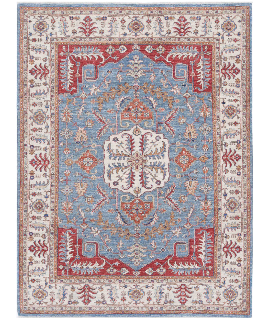 Hand Knotted Heriz Wool Rug - 5'2'' x 6'9''