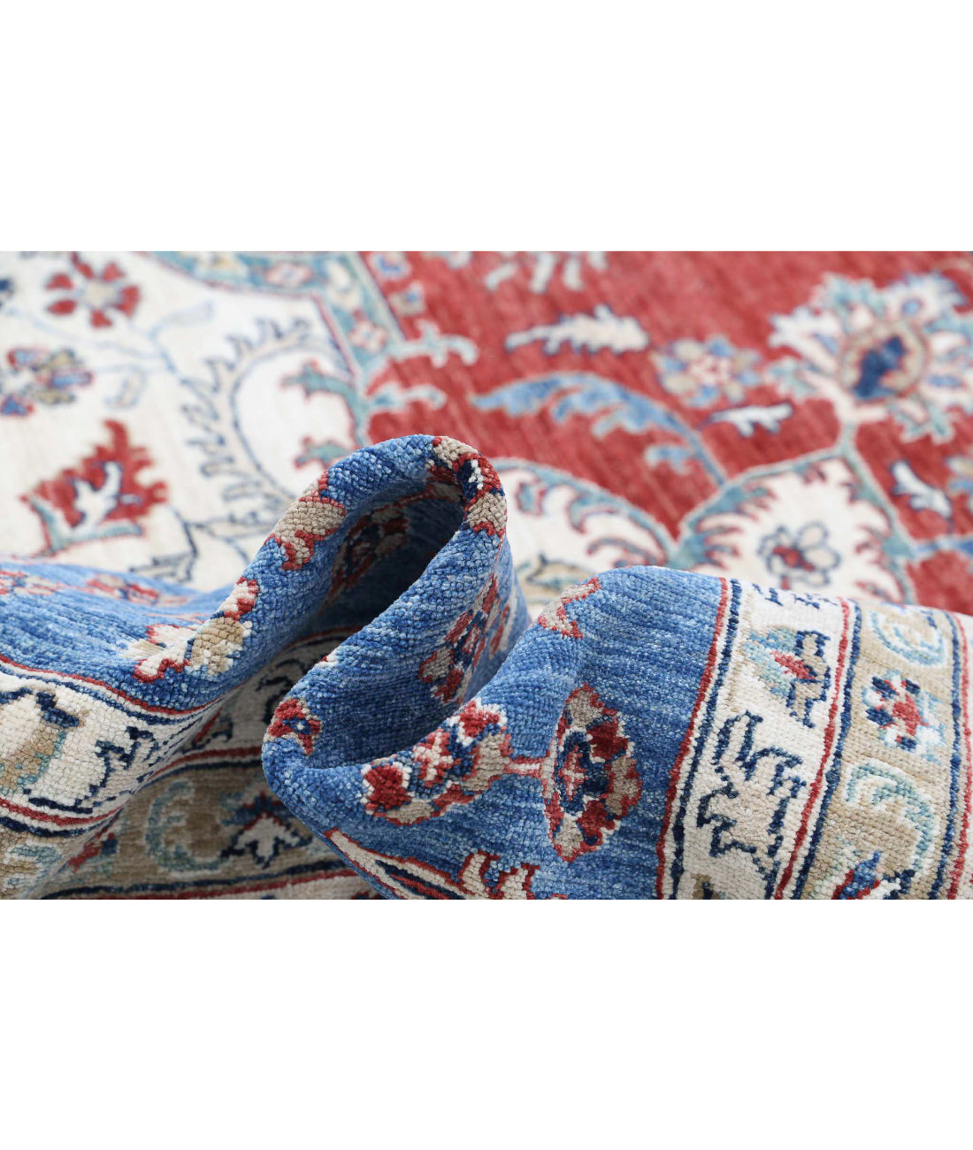 Hand Knotted Heriz Wool Rug - 14'0'' x 15'7'' 14'0'' x 15'7'' (420 X 468) / Red / Blue