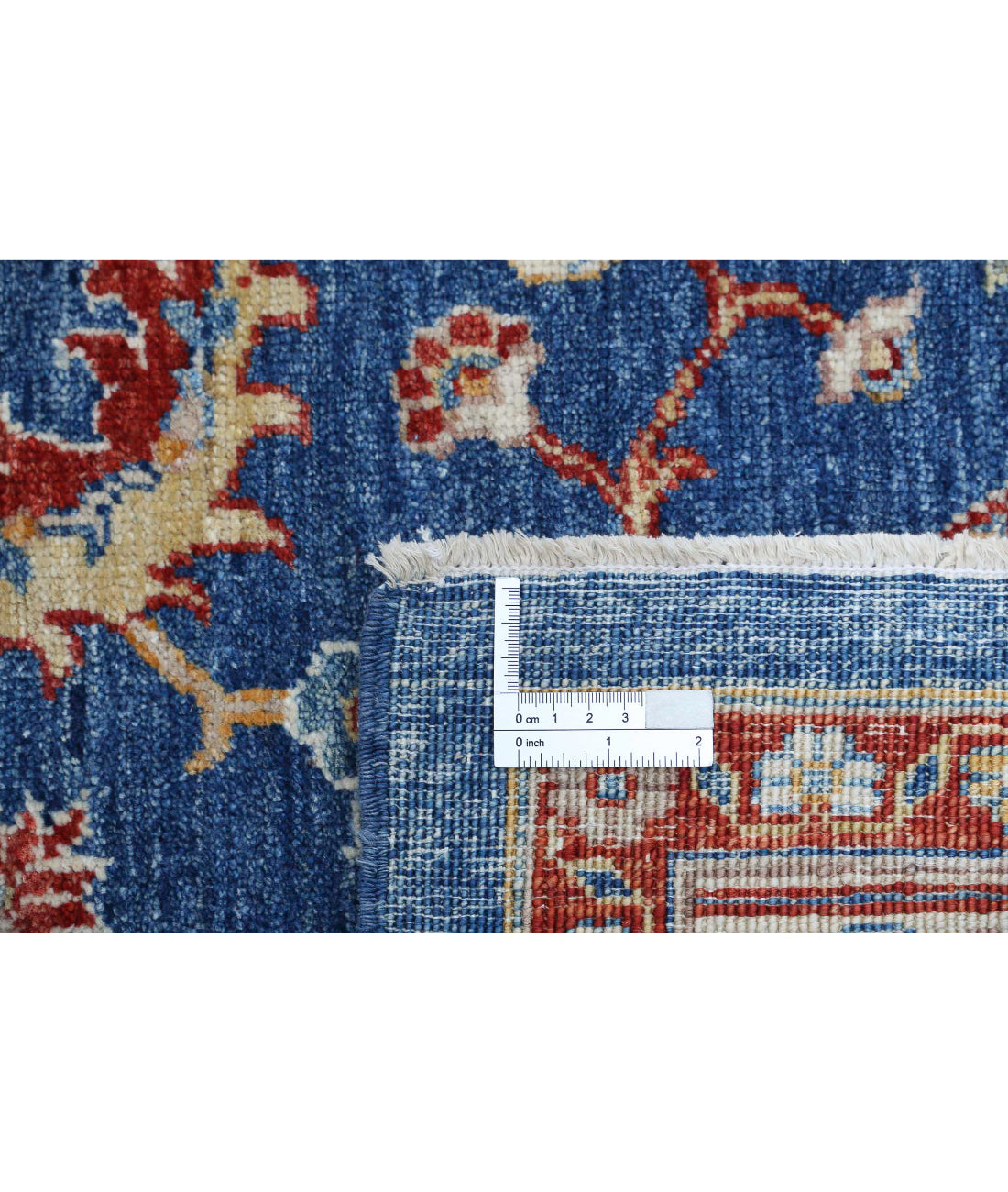 Hand Knotted Heriz Wool Rug - 6'7'' x 9'11'' 6'7'' x 9'11'' (198 X 298) / Blue / Ivory
