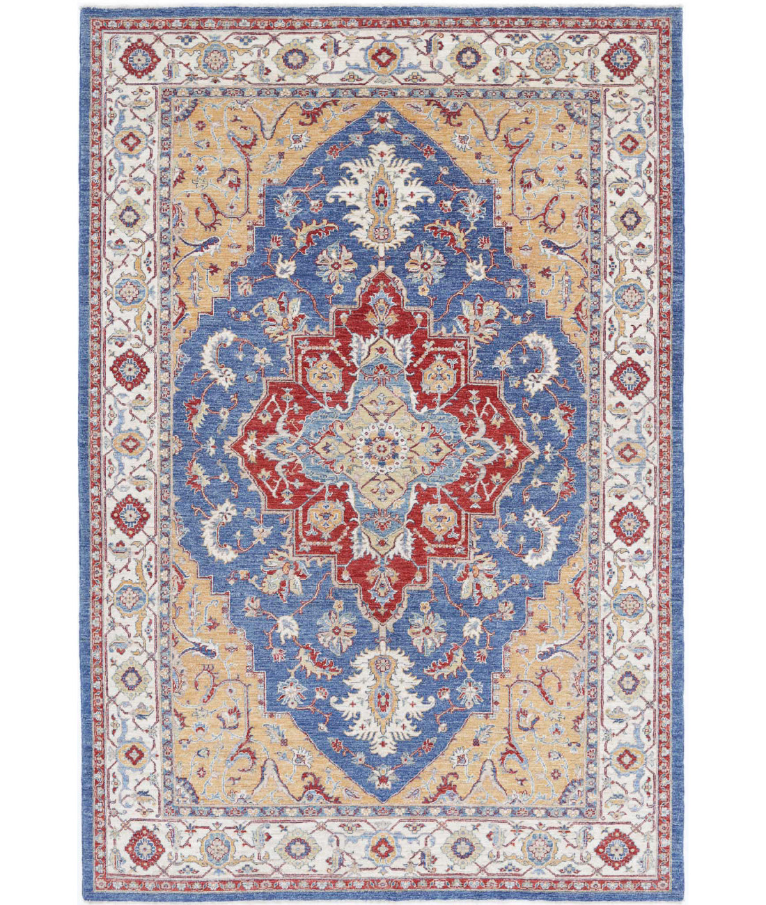 Hand Knotted Heriz Wool Rug - 6'7'' x 9'11''