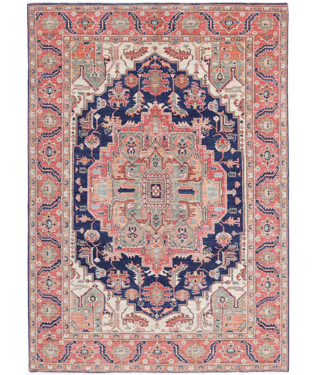 Hand Knotted Heriz Wool Rug - 5&#39;11&#39;&#39; x 8&#39;7&#39;&#39; 5&#39;11&#39;&#39; x 8&#39;7&#39;&#39; (178 X 258) / Blue / Red