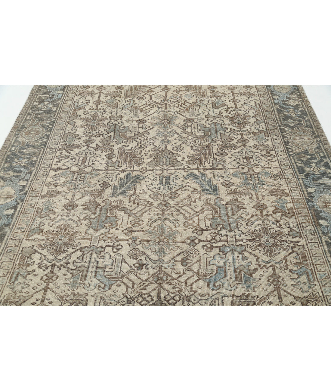 Hand Knotted Antique Persian Heriz Wool Rug - 6'10'' x 8'4'' 6'10'' x 8'4'' (205 X 250) / Ivory / Grey