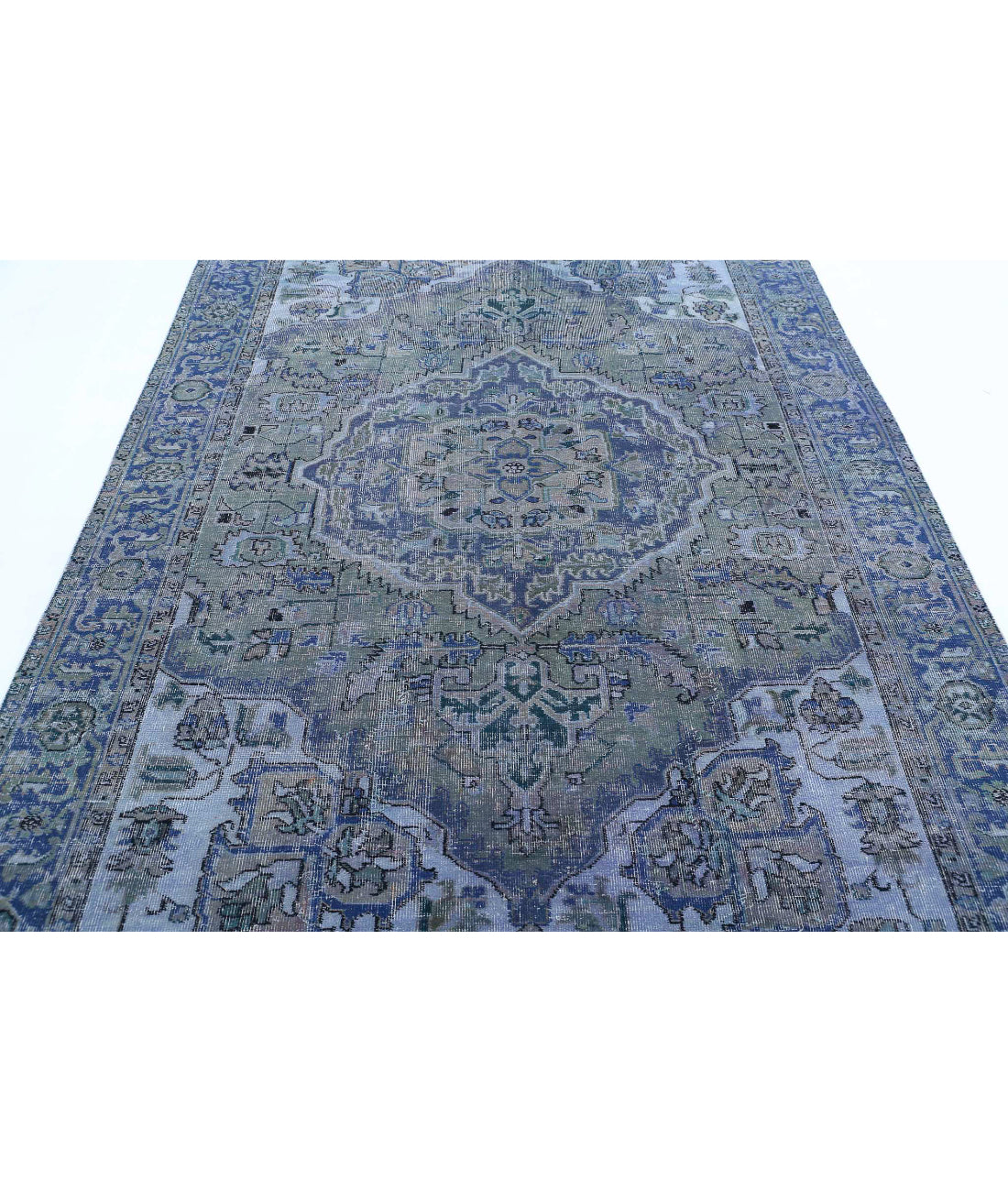 Hand Knotted Vintage Persian Heriz Wool Rug - 6'1'' x 8'9'' 6'1'' x 8'9'' (183 X 263) / Blue / Blue