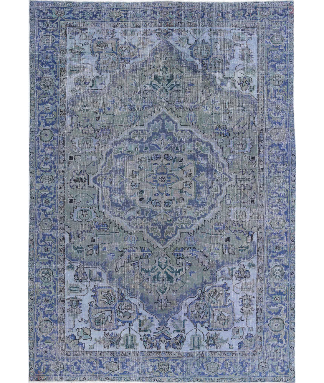 Hand Knotted Vintage Persian Heriz Wool Rug - 6'1'' x 8'9'' 6'1'' x 8'9'' (183 X 263) / Blue / Blue