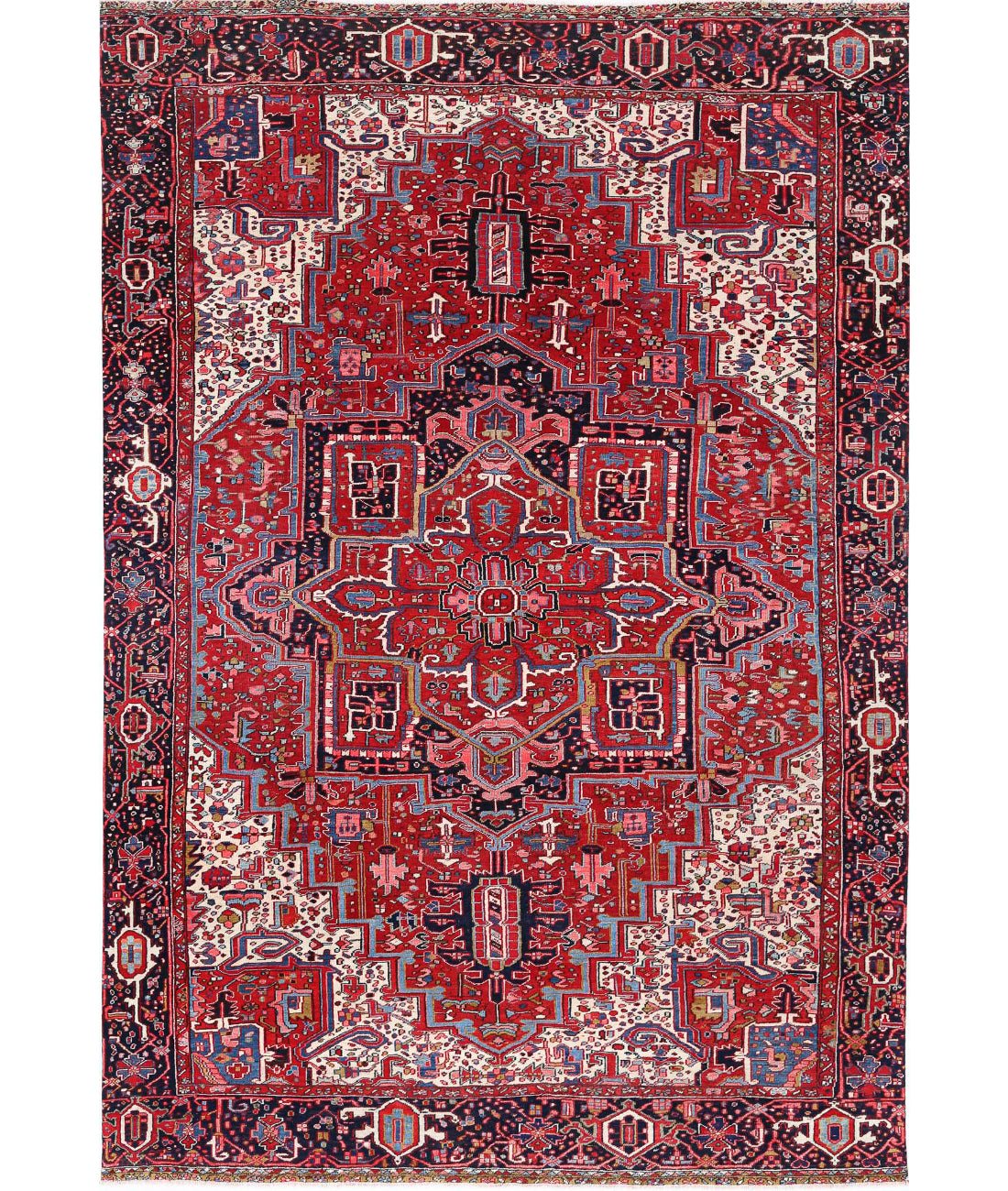 Hand Knotted Persian Heriz Wool Rug - 8&#39;9&#39;&#39; x 13&#39;3&#39;&#39; 8&#39;9&#39;&#39; x 13&#39;3&#39;&#39; (263 X 398) / Red / Blue