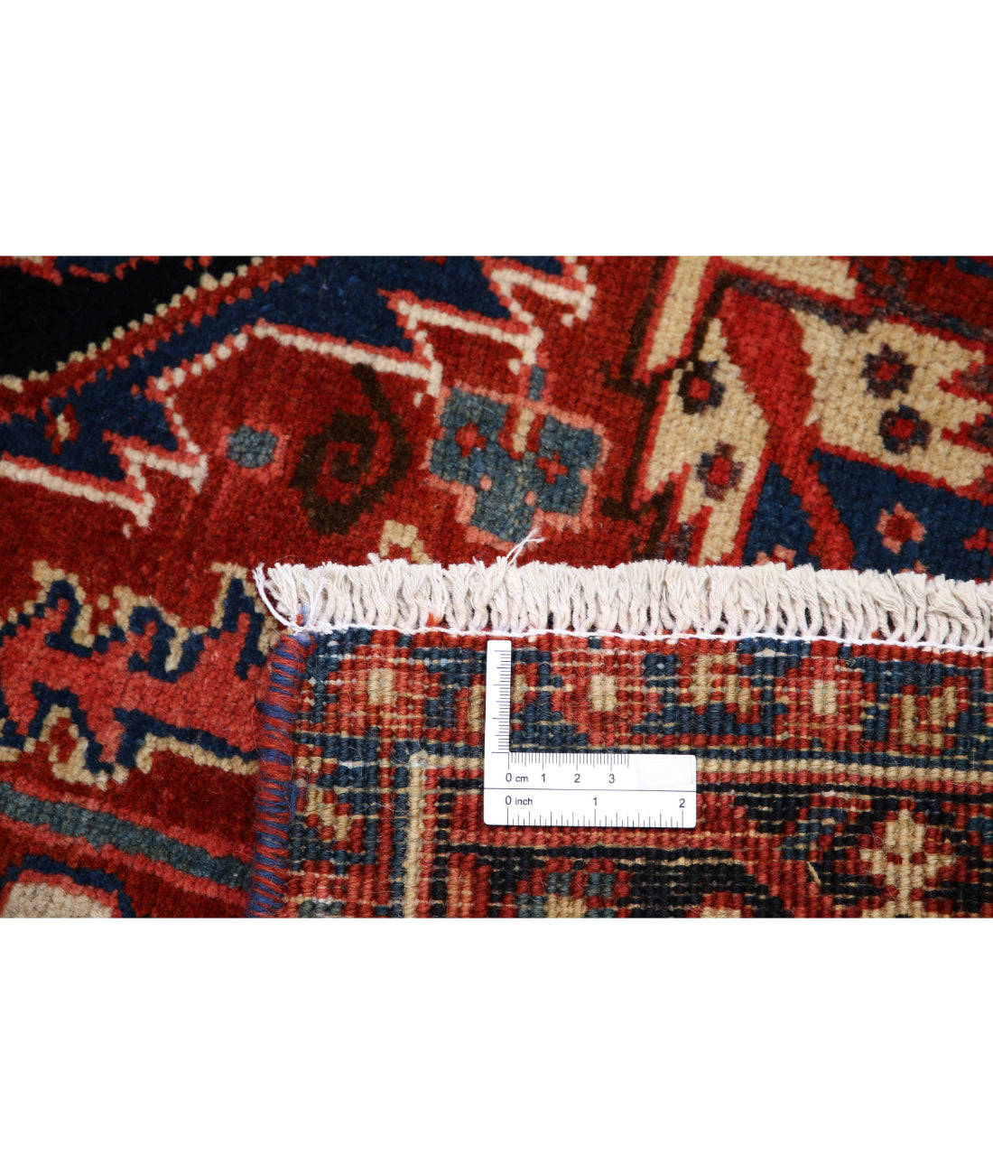 Hand Knotted Semi Antique Persian Heriz Wool Rug - 7'9'' x 11'4'' 7'9'' x 11'4'' (233 X 340) / Rust / Blue