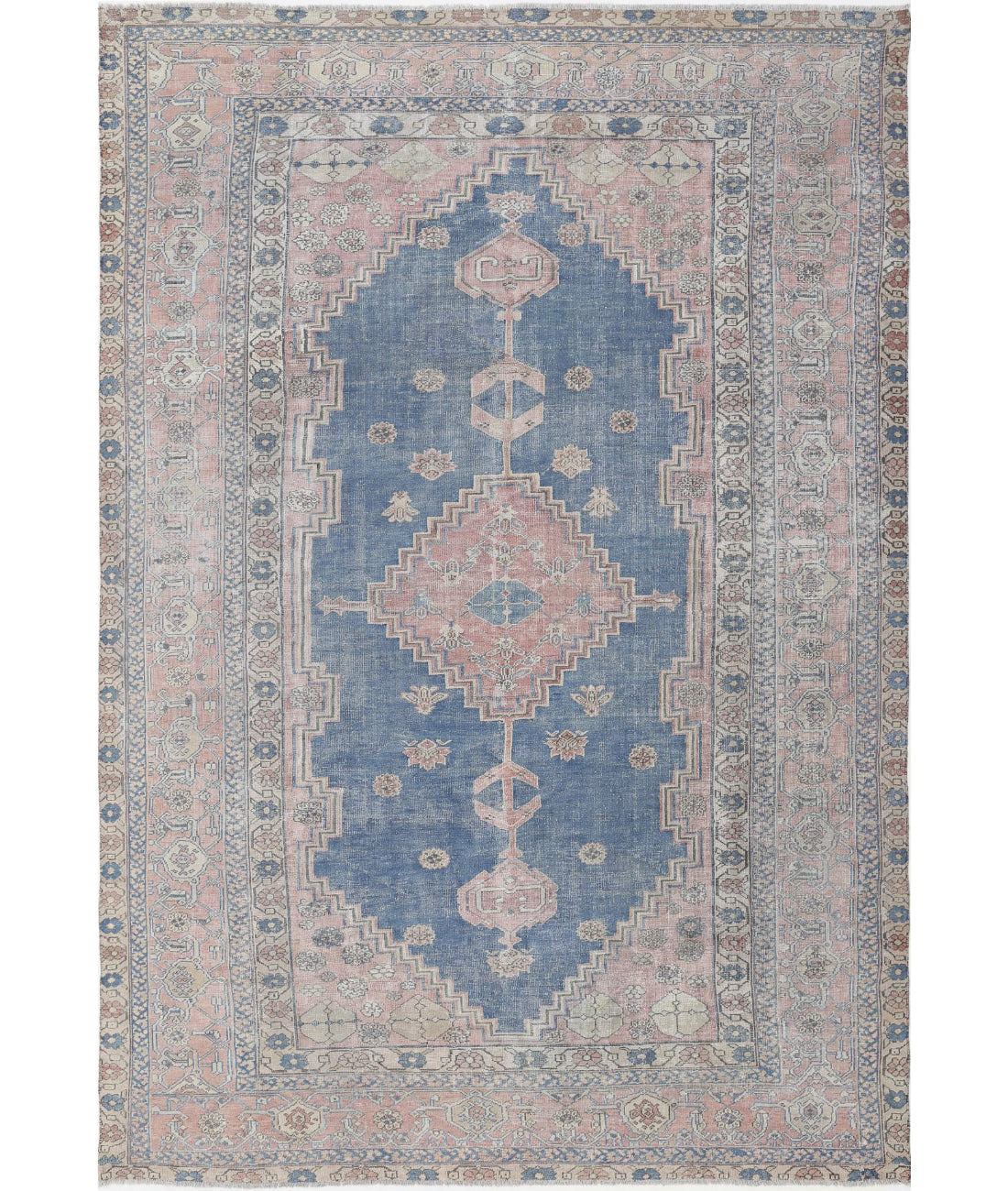Hand Knotted Antique Oriental Heriz Wool Rug - 9'6'' x 14'0''