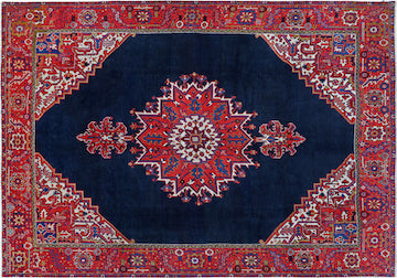 Heriz Persian fine wool rug Heris collection Navy Blue/Red