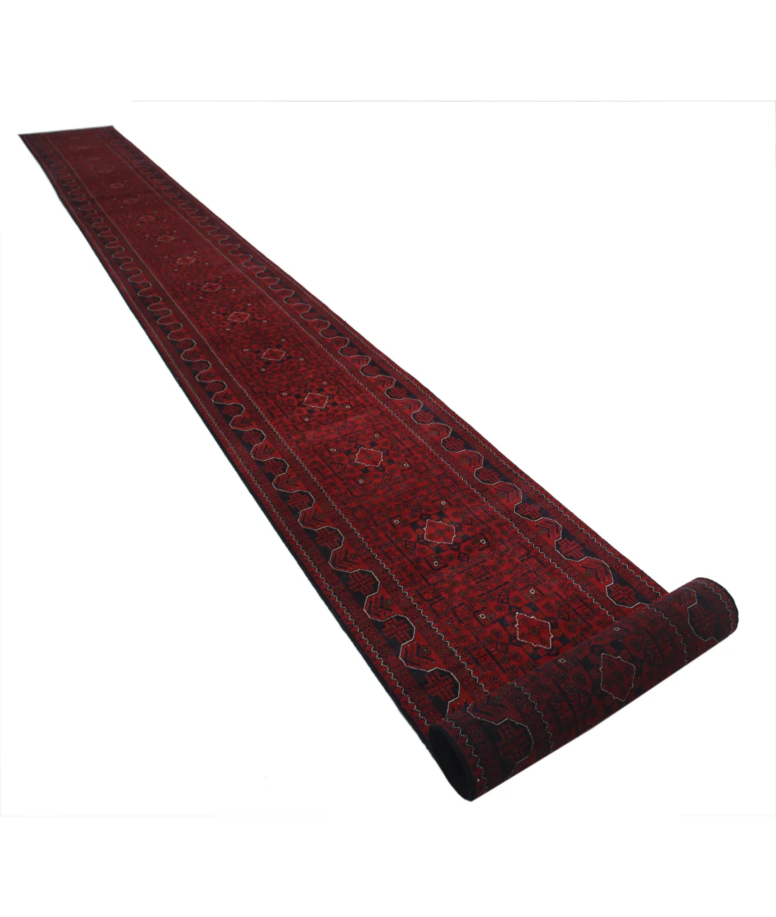 Hand Knotted Afghan Khamyab Wool Rug - 2'7'' x 31'4''