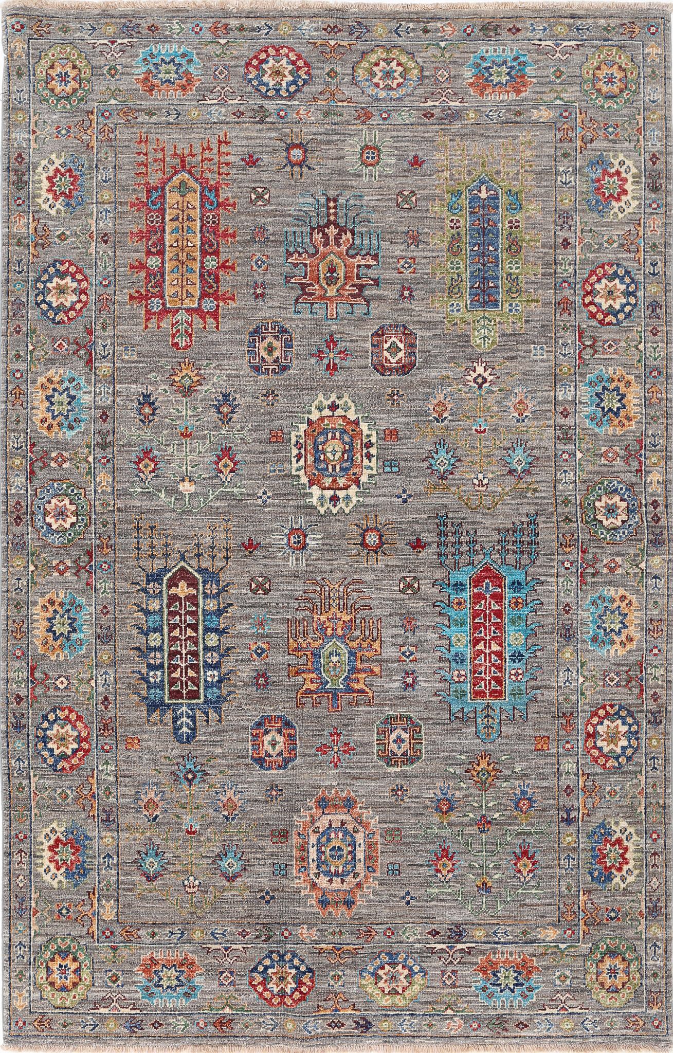 Hand Knotted Jasmine Sultani Wool Rug - 4'2'' x 6'5''