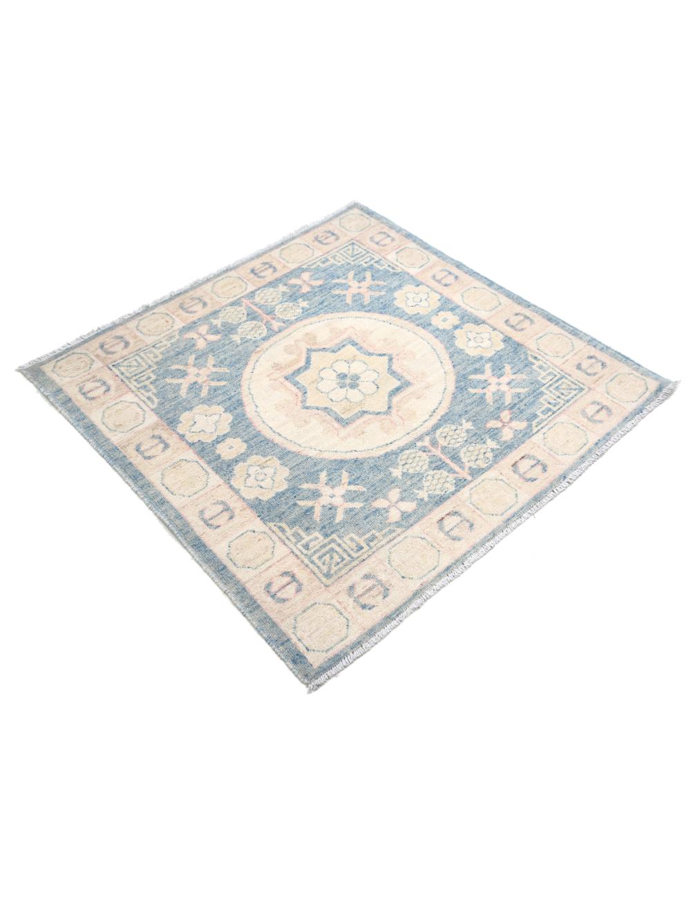 Hand Knotted Khotan Wool Rug - 3'2'' x 3'3'' Arteverk Arteverk Rugs