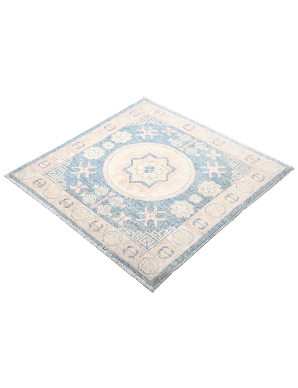 Hand Knotted Khotan Wool Rug - 3'2'' x 3'3'' Arteverk Arteverk Rugs